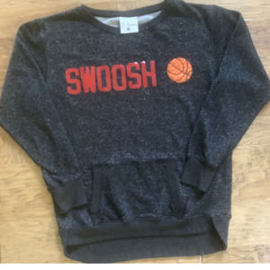 J America Basketball Swoosh Sweatshirt Metallic Gray size XL Kangaroo Pocket